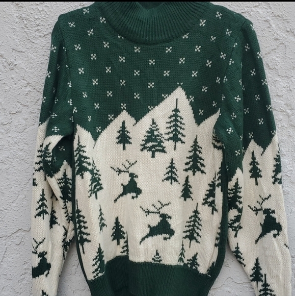 Vintage Adorable Winter Holiday Scene Christmas Sweater - Picture 2 of 7